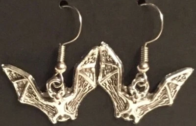 Pendientes de murciélago de Halloween 3D hechos a mano 👻🧲 par de plata tibetana 2~genial~4~escuela Foto 1 de 4