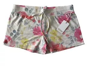 NWT PJ Salvage Large Happy Blooms Floral Lounge Shorts Oatmeal Pink SOFT #PQ11 - Picture 1 of 6