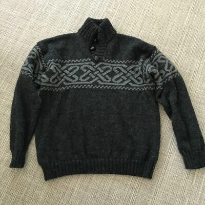 Suéter Carraig Donn 100% Lana Pescadores Nudo Celta Aran Gris L Foto 1 de 4