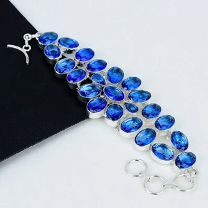 Tanzanite Silver Dainty Gemstone Handmade 925 Sterling Silver Jewelry Bracelet - Picture 1 of 4