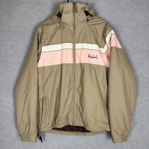 Rip Curl Jacket Womens Large RT Fortress 6000 Beige Pink Striped Snow Y2K - Picture 1 of 11
