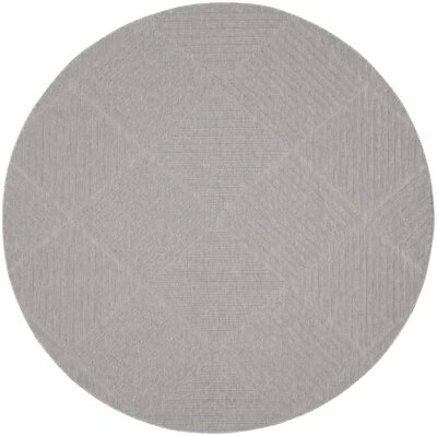 Nourison Palamos Indoor/Outdoor Light Grey 7'10" x Round Area Rug, Easy - Image 1 of 4