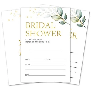25 Pcs With Envelopes Blank Bridal Shower Invitation Cards Greenery Wedding P... - Picture 1 of 5