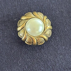 10X Vintage Glas Faux Perle Blattgold gewellter Rahmen 0,75" Knöpfe Kleid Nähen - Bild 1 von 5