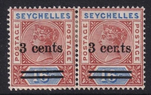 SEYCHELLES EDVII SG38, 3c sobre 16c par castaño y ultramar - montado como nuevo - Imagen 1 de 2