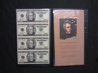 1996 STAR $20.00 US FEDERAL RESERVE NOTES. SAN FRANCISCO CA. UNCUT SHEET OF 4 - Image 1 of 4
