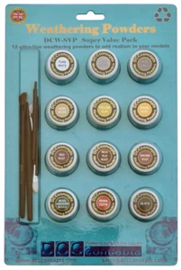 DCC Concepts - DCW-SVP 12 Colours of Modellers Weathering Powders Value Set+T48 - Picture 1 of 9