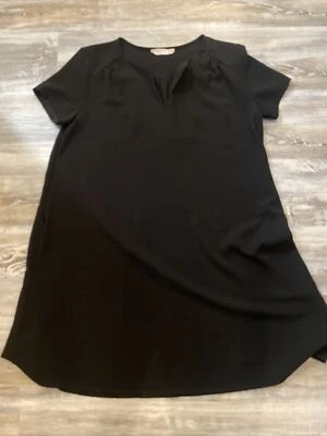 Blusa LUSH Cuello en V Manga Corta Negra Poliéster Top Mujer Talla S Hasta la Rodilla Foto 1 de 4