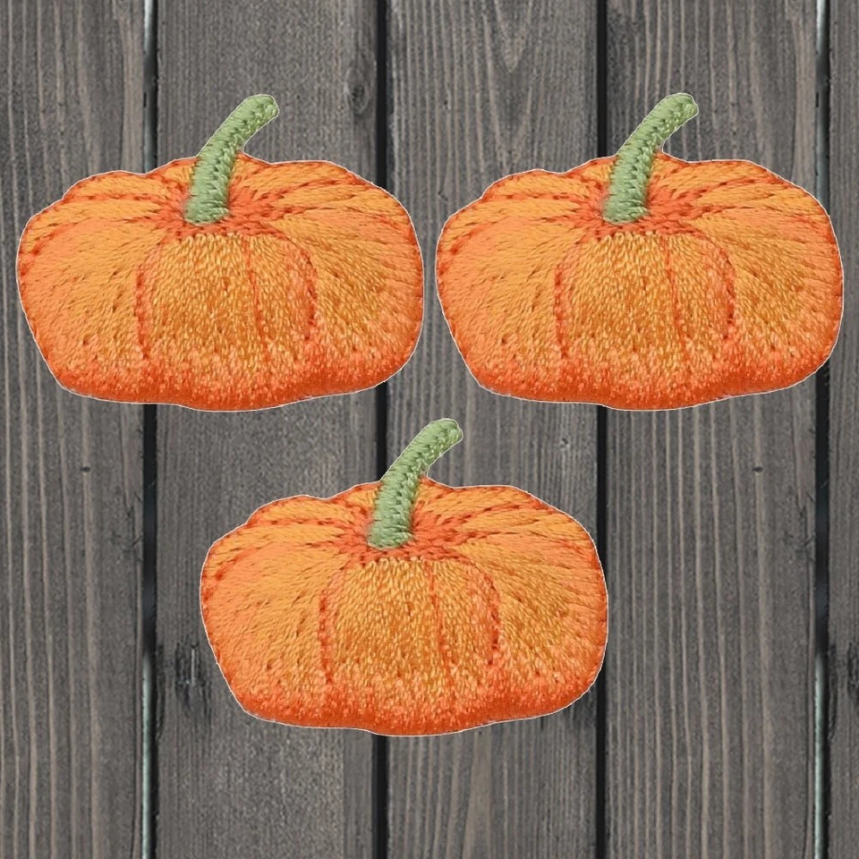 Pumpkin Embroidered Patch — 3-Pack — Iron On - Image 1 of 1