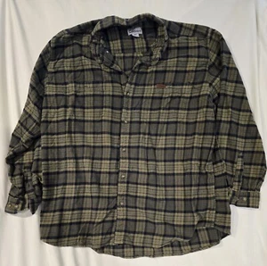 Carhartt Men’s Green Plaid Flannel Button Down 2xl Hiking Fishing Outdoor Wear - Picture 1 of 4