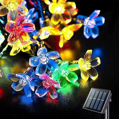 Solar Flower String Lights Flower Shaped Solar Fairy Lights for Christmas Garden - Image 1 of 4