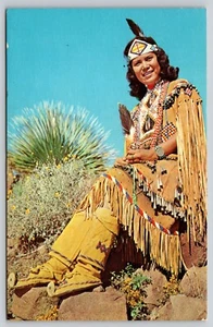 Postal Hermosa doncella india mujer nativa americana sentada en las rocas - Imagen 1 de 2