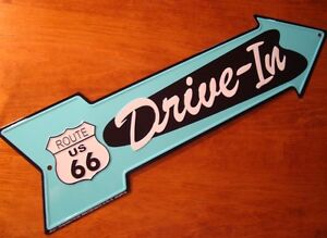DRIVE-IN ARROW ROUTE 66 ROAD STREET SIGN Vintage Style Diner Drive In Decor NEW