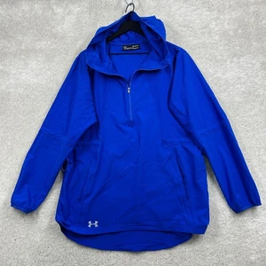 Under Armour Windbreaker Womens Size Medium Blue Hooded Pullover Performance - Picture 1 of 10