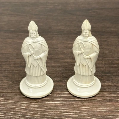 Set of 2 Kingsway Florentine 1947 Replica 11th Century Chess Piece WHITE BISHOPS - Image 1 of 4