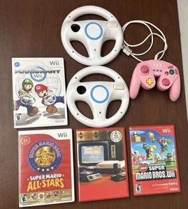 Wii Mario Spiele und Controller Konvolut Mario Kart, Mario All Stars, Super Mario - Bild 1 von 8