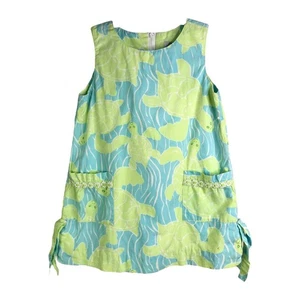 Lilly Pulitzer Dress Girls Size 3T Green/Blue Boat Neck Front Pocket Back Zip - Picture 1 of 7