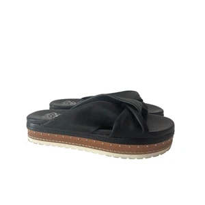 Vince Camuto Raredem Black Leather Slides Size 7.5 Womens Slip On Sandal - Picture 1 of 6