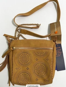 NUEVO CON ETIQUETAS, RAYO VIOLETA DE LA CIUDAD DE NUEVA YORK, BANDOLERA, MONEDERO TOSTADO, 7"x7" - Imagen 1 de 1