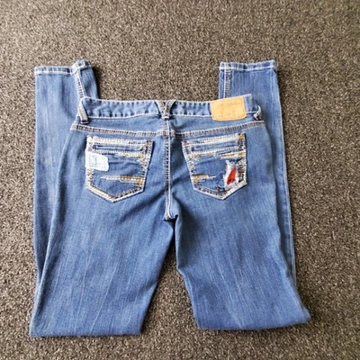 Amethyst Skinny Jeans Women's 5 Flannel Patches Distressed Thick Stitch Stretch - Image 1 of 4