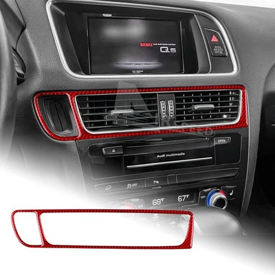 Cubierta de ventilación de salida de aire central pegatina roja fibra de carbono para Audi Q5 2009-2016 Foto 1 de 4