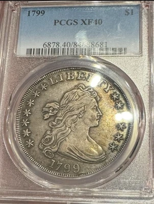 1799 DRAPED BUST DOLLAR PCGS XF40 - Image 1 of 4