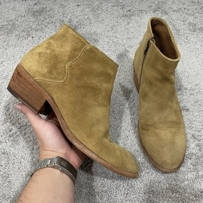 Botines FRYE Carson Piping para mujer talla 10 M bronce gamuza tobillo cremallera lateral Foto 1 de 4