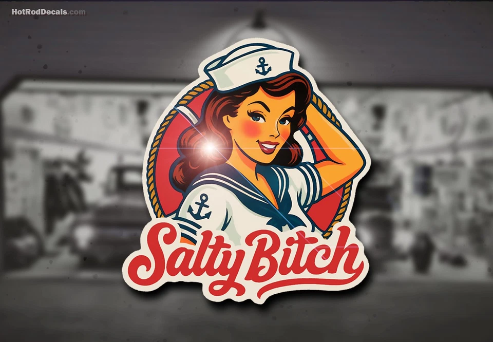 Соленая наклейка Hot Rod Ford Chevy сексуальный темно-синий вырезка Bomber девочка рокабилли татуировка - Изображение 1 из 1