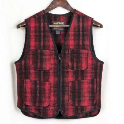 Colete Vintage Feminino Woolrich Xadrez Lã Pequeno - Imagem 1 de 4