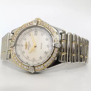 Breitling Wings 18k Yellow Gold & Stainless Steel Factory Diamond Bezel D67050 - Picture 1 of 10