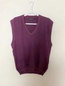 Ashworth Herren Strick Golf Pullover Weste Gr. L Burgund V-Ausschnitt Ärmellos Logo - Bild 1 von 10