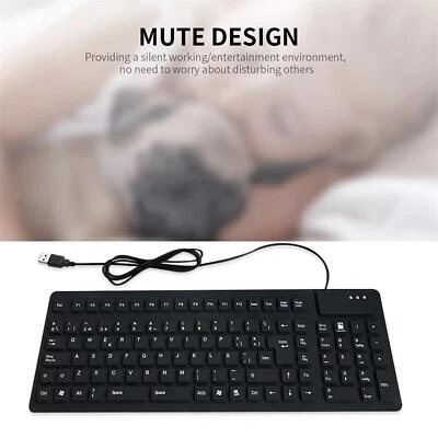Foldable Spanish Keyboard Rollup Keyboards for PC Notebook Laptop Black - Image 1 of 4