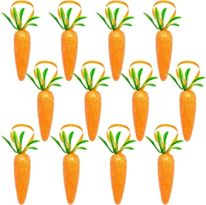 Easter Carrot Hanging Ornaments - 12Pcs Premium Foam Glitter Artificial Carro... - Picture 1 of 1
