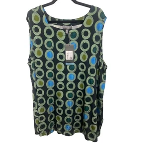 Plus Size Womens Sleeveless Tunic Top With Geometric Circle Pattern - Picture 1 of 6