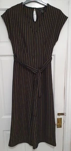 ¡Mono New Look Talla 12 Negro Mostaza Rayas Manga Corta Pierna Recortada! - Imagen 1 de 3