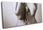 Sexy Woman NUDES Pearl Necklace Fashion SINGLE CANVAS WALL ART Picture Print