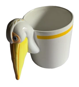 Bergschrund Seattle 1986 Ceramic Hand Painted Mug Cup Vase Pelican Stork Baby - Picture 1 of 7