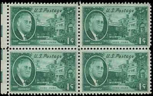 US Scott # 930, Franklin D. Roosevelt, Block of (4) 1945 1¢ Stamps, MNH - Picture 1 of 1