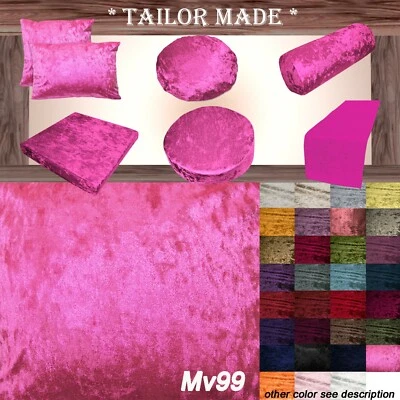 Mv99 H-Pink Crush Velvet Sofa Seat Patio Bench Box Cushion Bolster Cover/Runner - Image 1 of 4