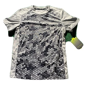 T-shirt Tek Gear Dry Tek ragazzo LG 14 16 abbigliamento attivo top grigio nero esagonale nido d'ape - Foto 1 di 6