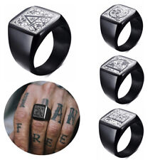 Mens Black Signet Ring Signature Ring Initials Initialen Letters Free Engraved
