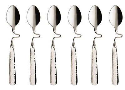 Villeroy & Boch New Wave Caffè Set Di 6 Cucchiaini In Acciaio Inox Con Rilievo - Immagine 1 di 2