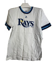 Majestic Youth Tampa Bay Rays Double Layered Collar SS T-Shirt,White,Large 14/16