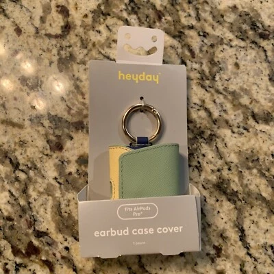 Apple AirPods Pro Faux Leather Case with Clip - Green/Yellow/Blue - Image 1 of 2
