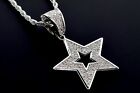 Hip Hop 14K White Plated Small Star Flashy ICE Pendant with Steel Rope Chain