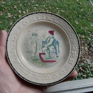 1860s CHILD'S ABC ALPHABET PLATE "SCHOOLMASTER" WITH MAKER'S MARK IMPRESSED - Picture 1 of 8
