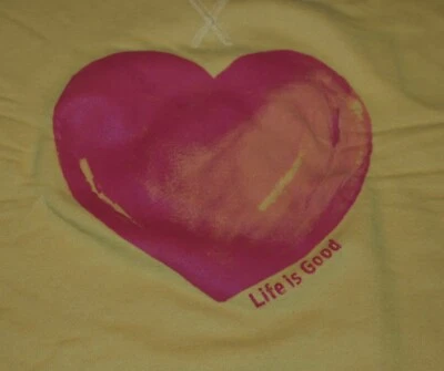 Sudadera XL para mujer Life is Good pintada corazón amarillo dorado LS cuello redondo Foto 1 de 4