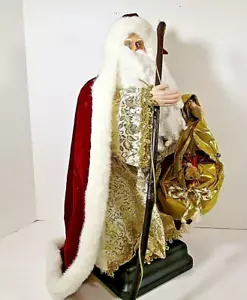 Vintage 1995 Old World Weihnachtsmann Gold Gewand Urlaub Deko Figur - Bild 1 von 12