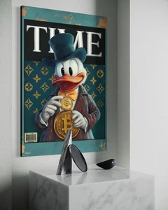 Dagobert Duck Leinwand Bild Pop Art Motivation Geld Donald Money Luxus XL BTC - Picture 1 of 5