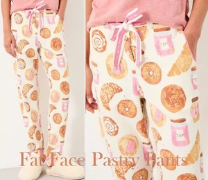 Pantalones de pijama FatFace blanco marfil EVA salón pastelería parte inferior talla 14 croissant - Imagen 1 de 2